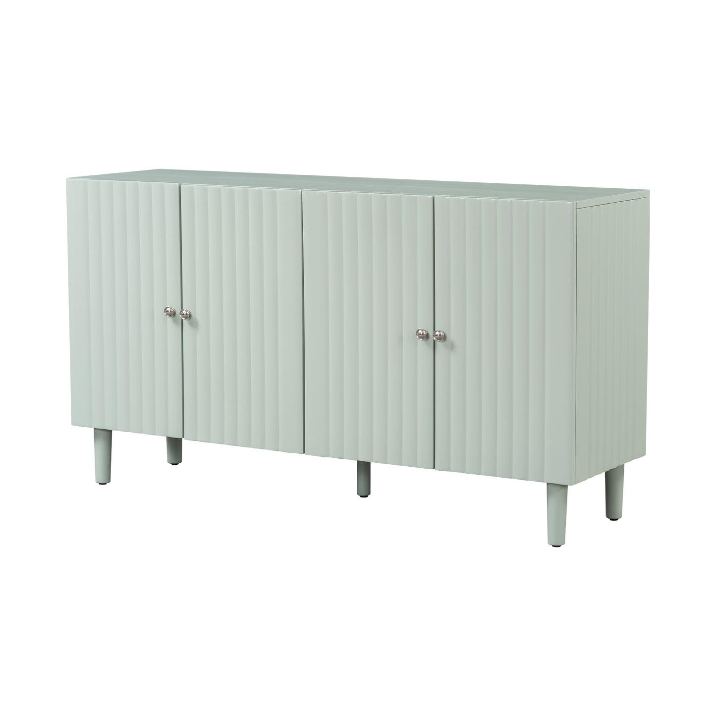 Elegant Four-Door Sideboard with Wavy Pattern Doors, Cylindrical Legs, and Sleek Metal Handles, Adjustable, Suitable for Study, Entryway and Living Room