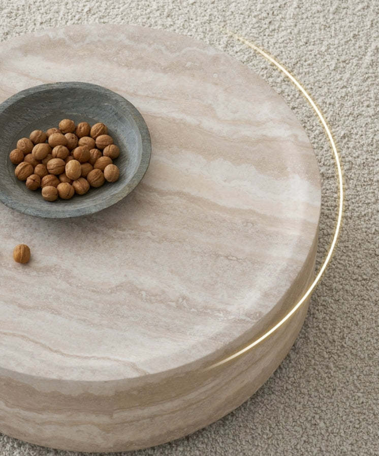 31.49'' Faux MARS Pattern Coffee Tables for Living Room Round Tea table for Living Room, No Need Assembly.