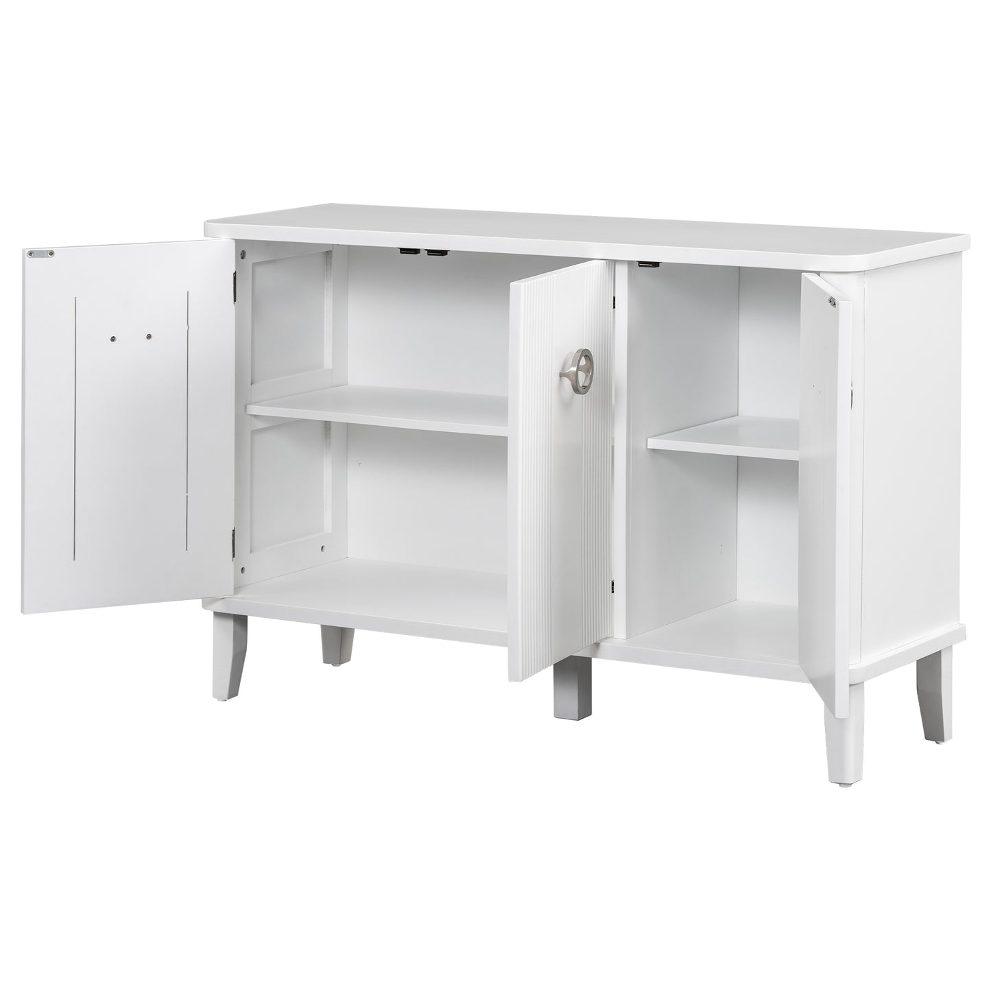 Simple and Atmospheric Solid Wood Veneer Fraxinus Mandschuric Cabinet with Three Acacia Solid Doors,Adjustable, Suitable for Study, Corridors,and Entrances.