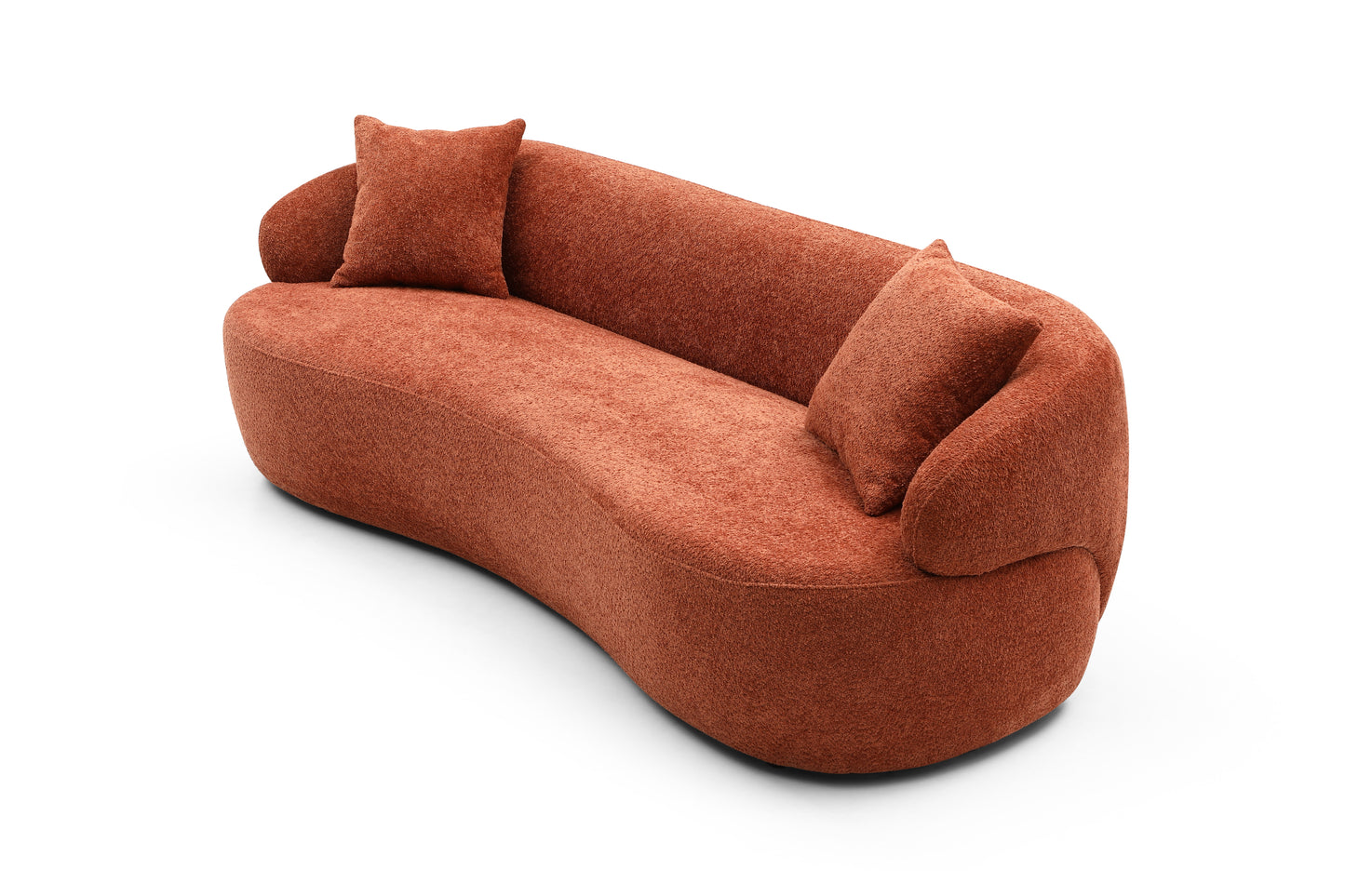 ORANGE Mid Century Modern Curved Sofa, 3 Seat Cloud couch Boucle sofa Fabric Couch for Living Room, Bedroom, Office