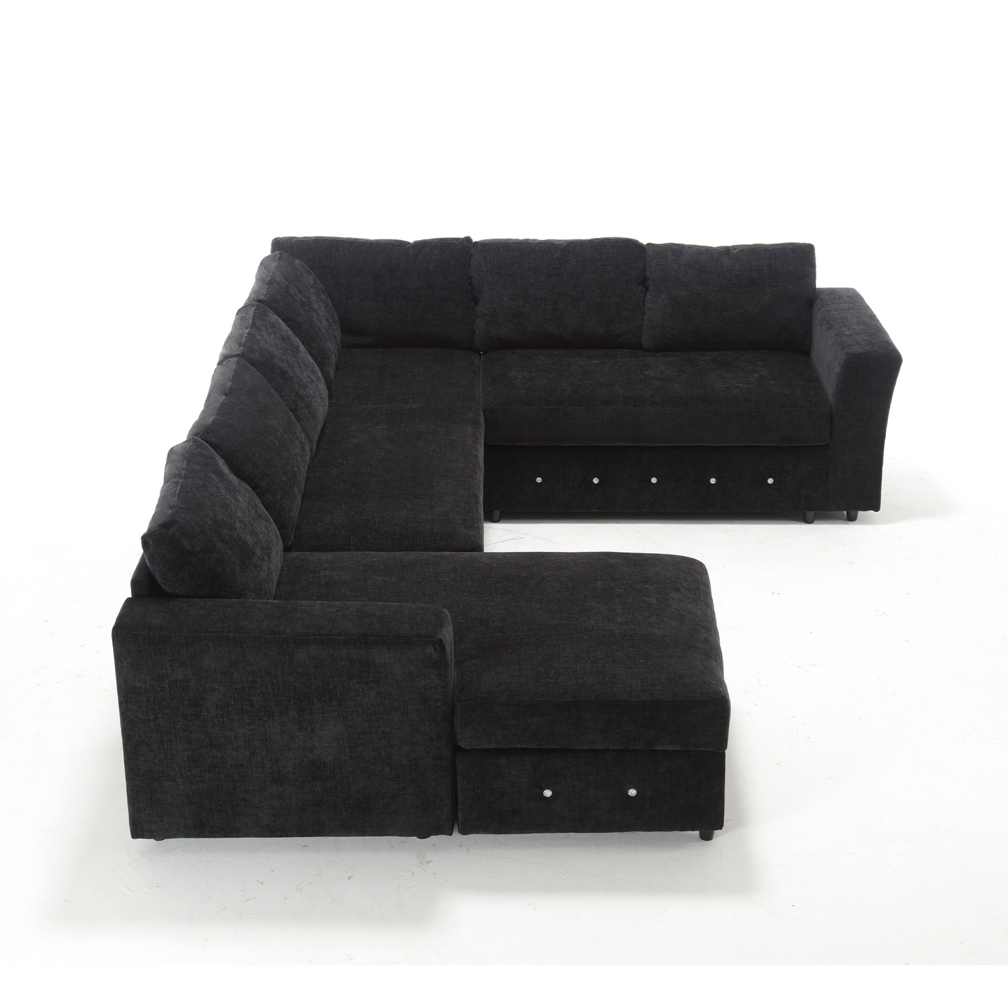 110.75" Sectional Sofa,Oversized modular sofa,Chaise Storage, Modern U Shaped Couch , Upholstered Sofas,Chenille,Crystal button , Living Room, Apartment, Black