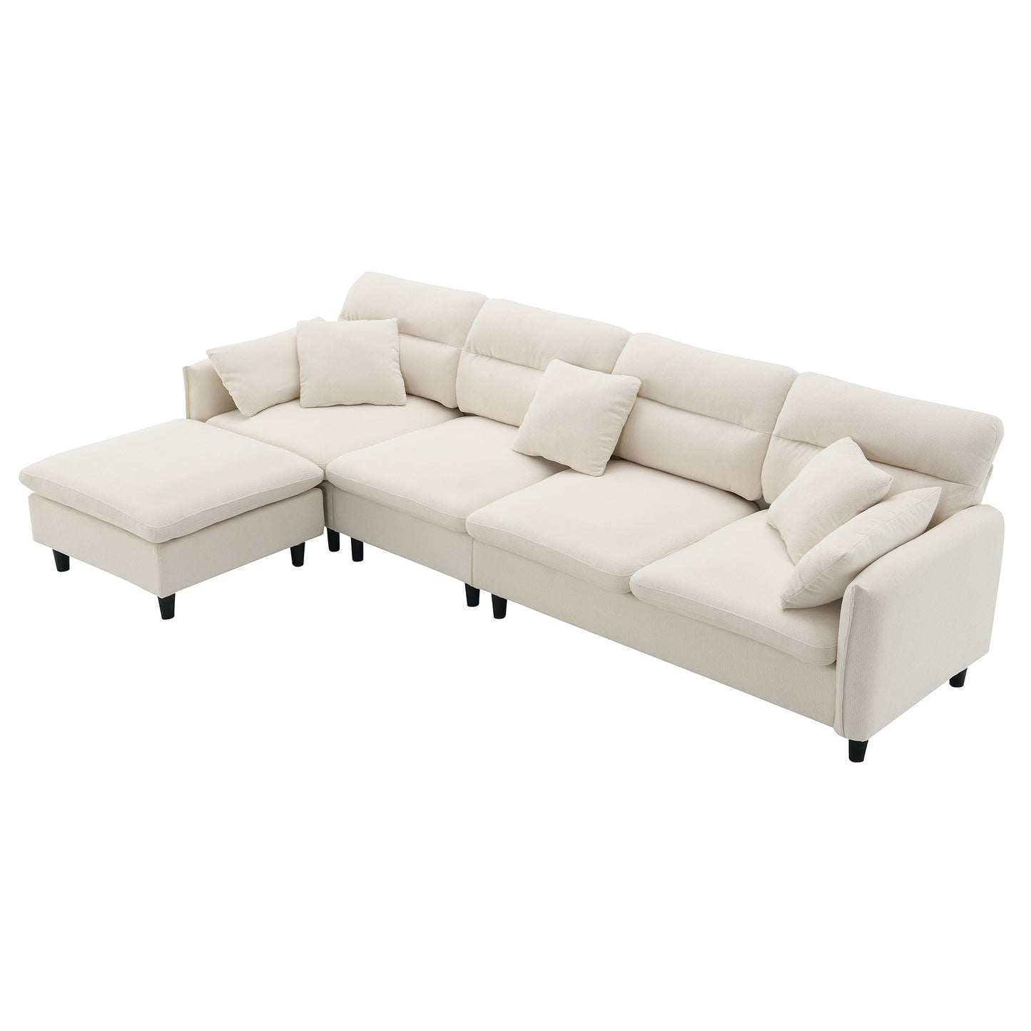 110*62" Modern Convertible Sectional Sofa,L-shaped Reversible Couch Set with Free Pillows,5 Seat Cloud Chenille Indoor Furniture with Ottoman for Living Room,Apartment,3 Colors