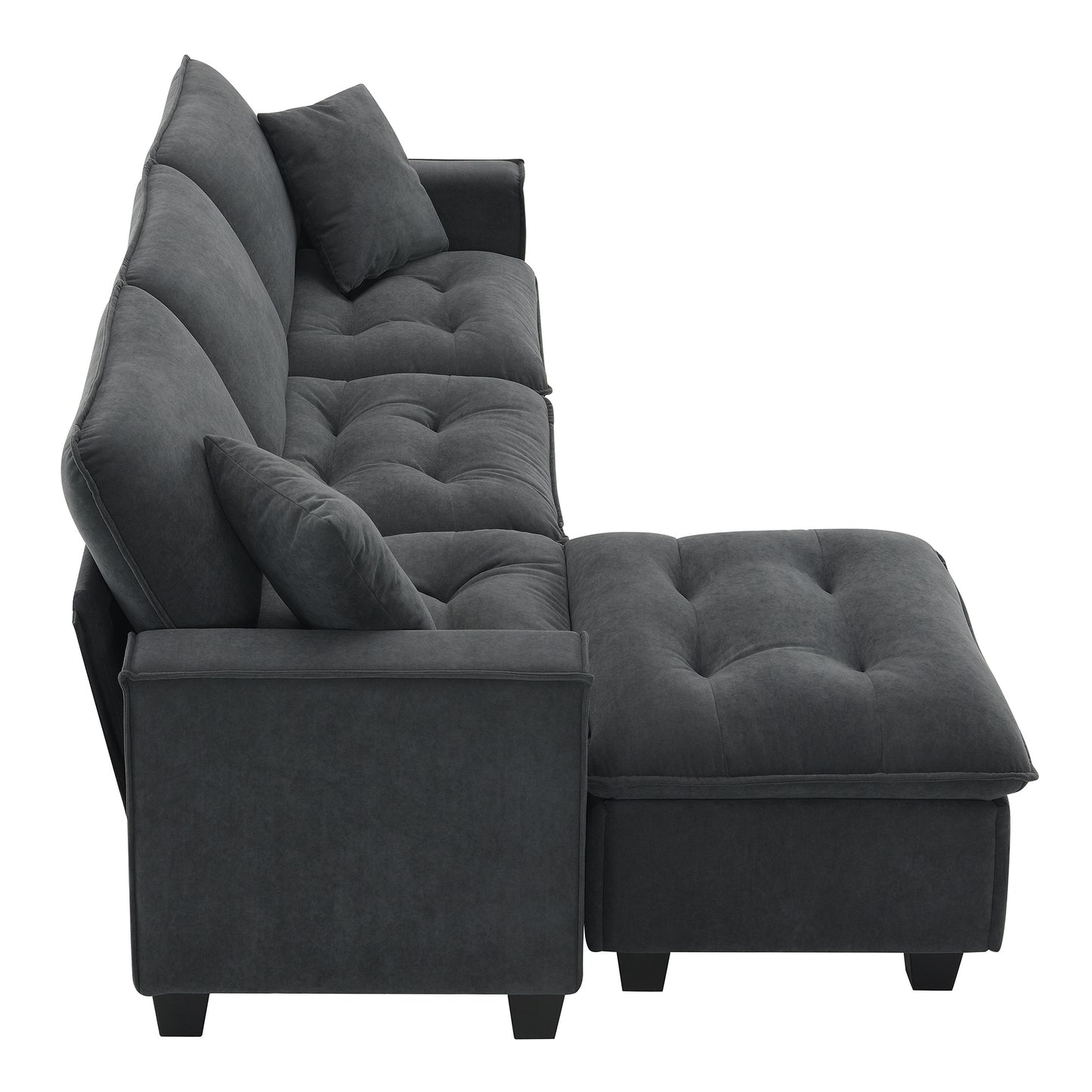 100*59" Modern Convertible Sectional Sofa,L-shaped Reversible Couch Set with Free Pillows,4 Seat Suede Velvet Sleeper Sofa with Ottoman for Living Room,Apartment,Office,3 Colors