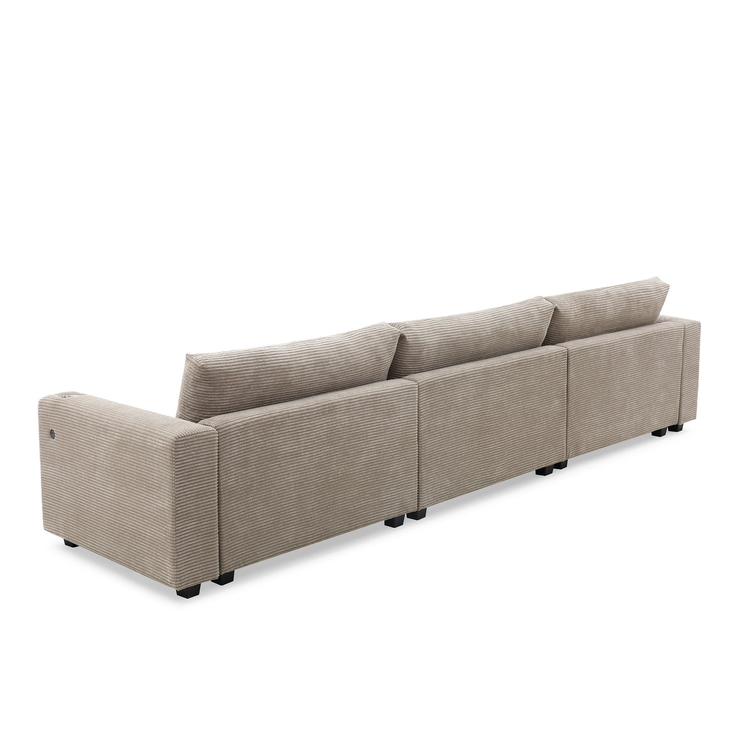 134*54" Oversized Corduroy Sectional Sofa,L Shaped Cloud Couch with USB Charging Port,Cup Holder,Deep and Wide Seat Sofa with 50" Chaise,Comfy Indoor Furniture for Living Room,3 Colors