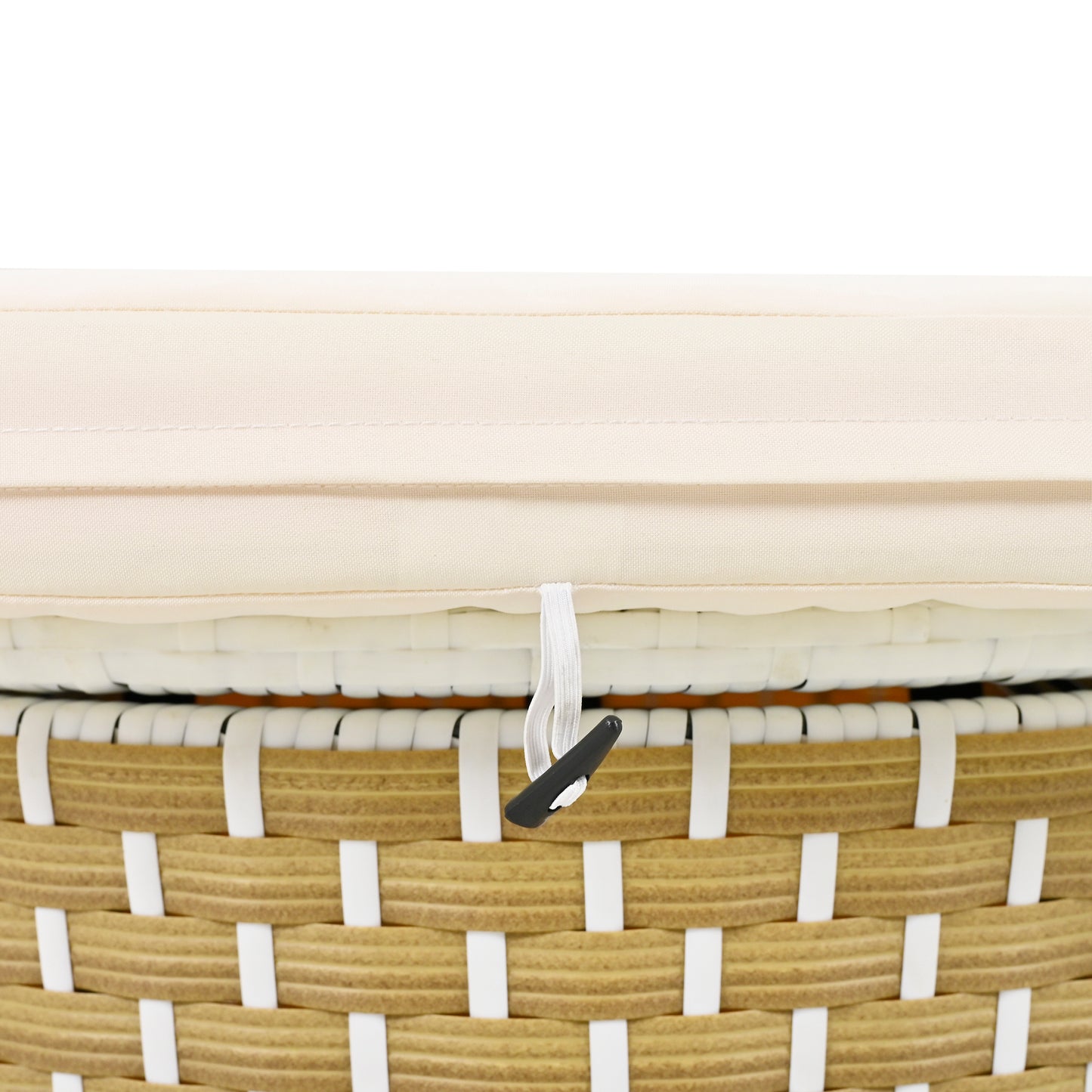 Patio Furniture Round Outdoor Sectional Sofa Set Rattan Daybed Two-Tone Weave Sunbed with Retractable Canopy, Separate Seating and Removable Cushion, Beige
