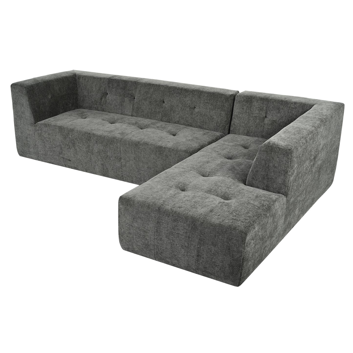 112.2*74" Modular Modular Combination Living Room Sofa Set, Modern Minimalist Sofa, Living Room Upholstered Sofa Bed, Bedroom, 2pcs Computer Free Combination, L-Shaped, Black Gray