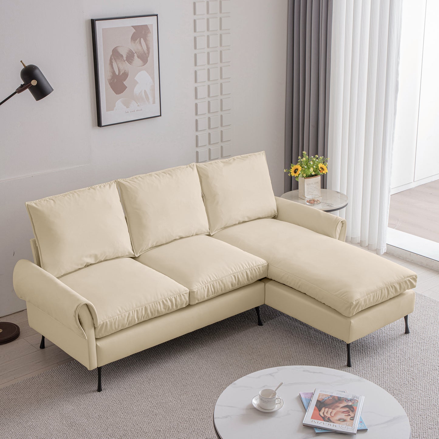 81"Modern Sectional Technical leather L-Shaped Sofa Couch with Reversible Chaise Lounge