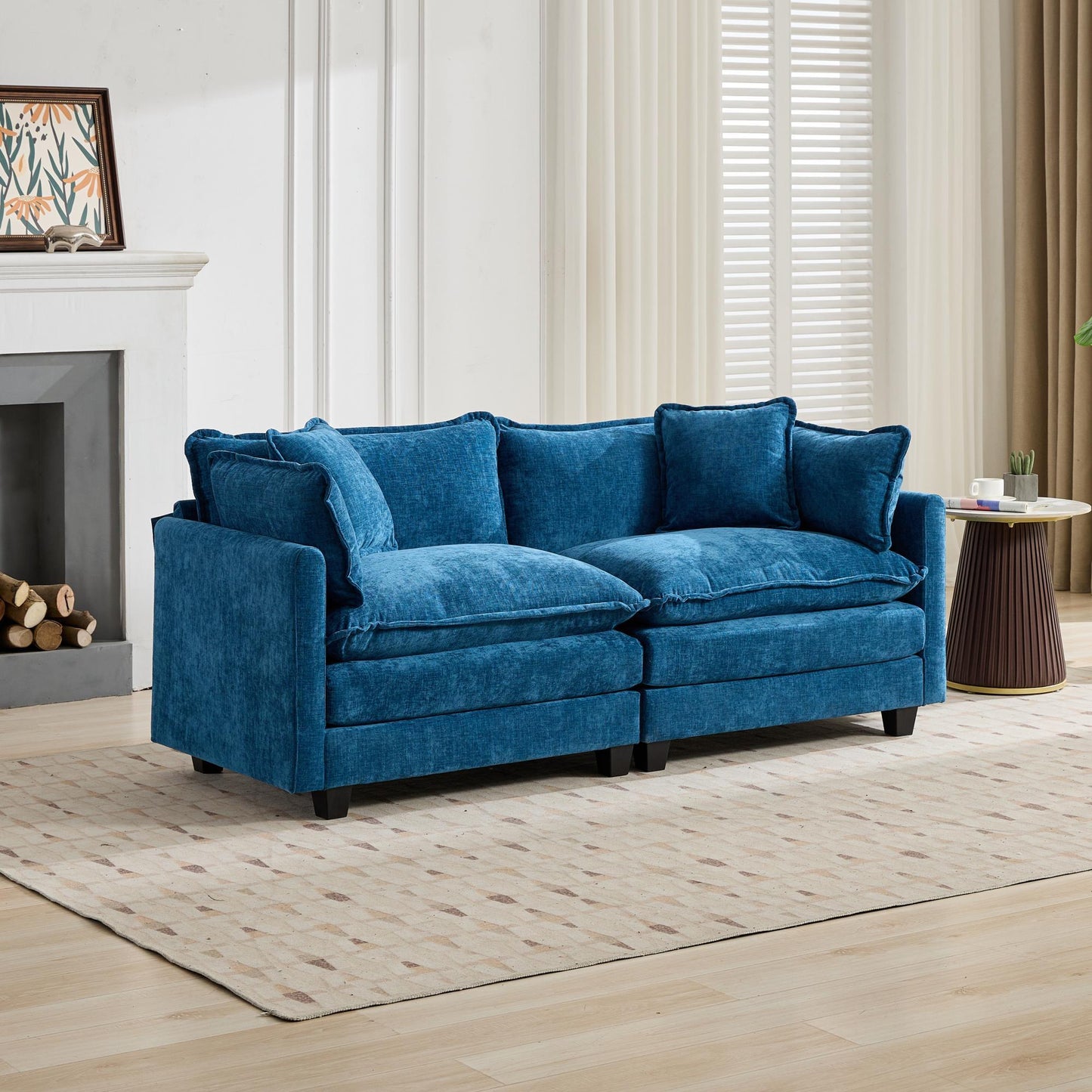 Cloud Sofa Modern Sectional Couch, Comfy Double Layer Upholstered Seat Cushion,Breathable Chenille Fabric