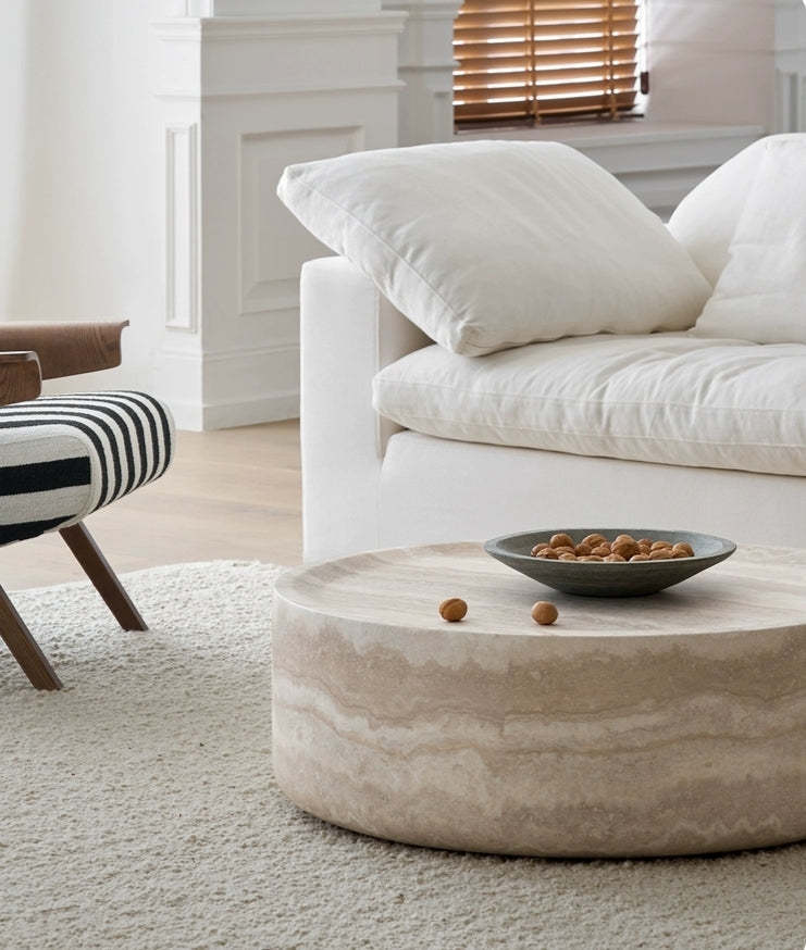 31.49'' Faux MARS Pattern Coffee Tables for Living Room Round Tea table for Living Room, No Need Assembly.