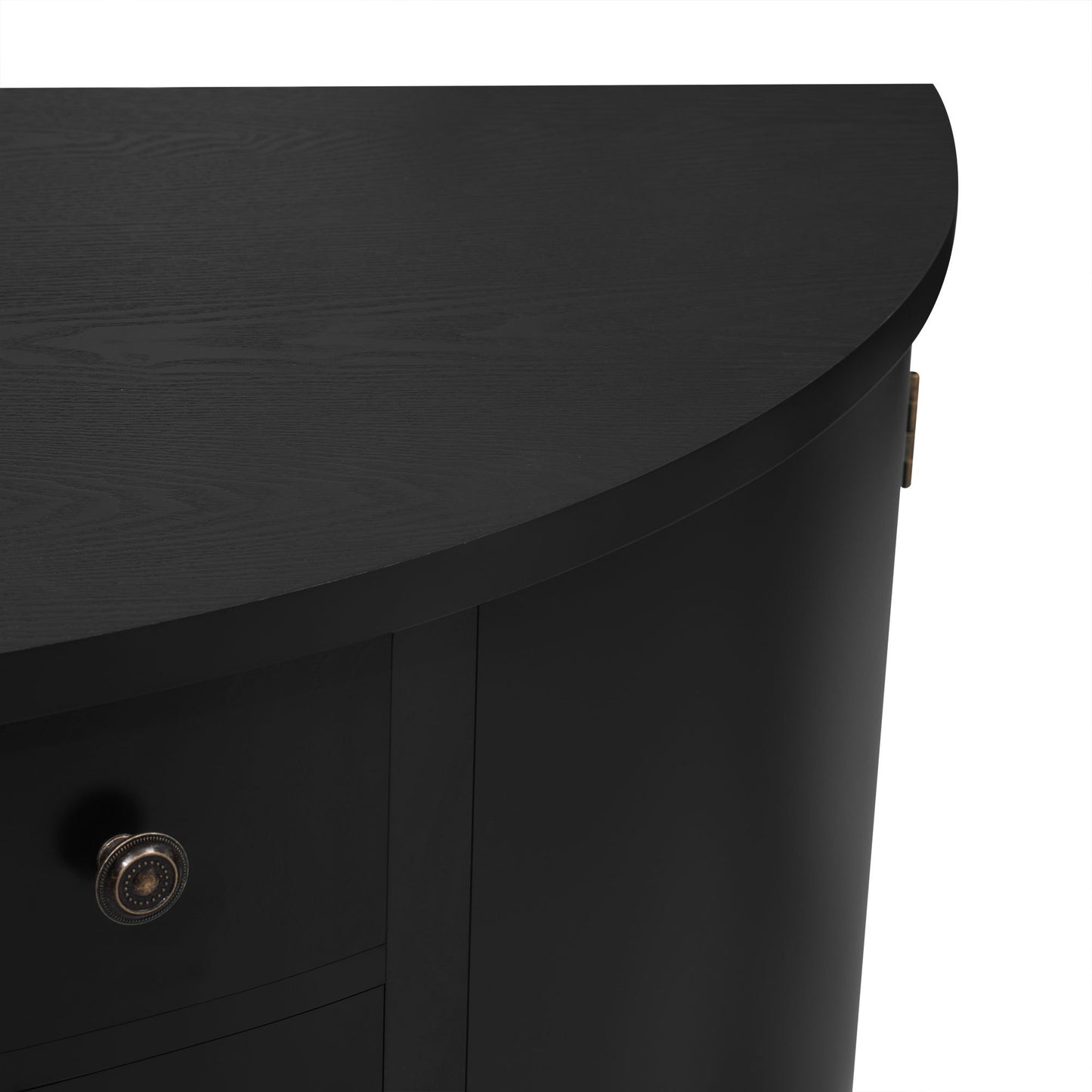 Curved Design Storage Cabinet made of Fraxinus Mandschuric Solid Wood Veneer, Adjustable Shelves, Suitable for Corridors, Entrances and Study.