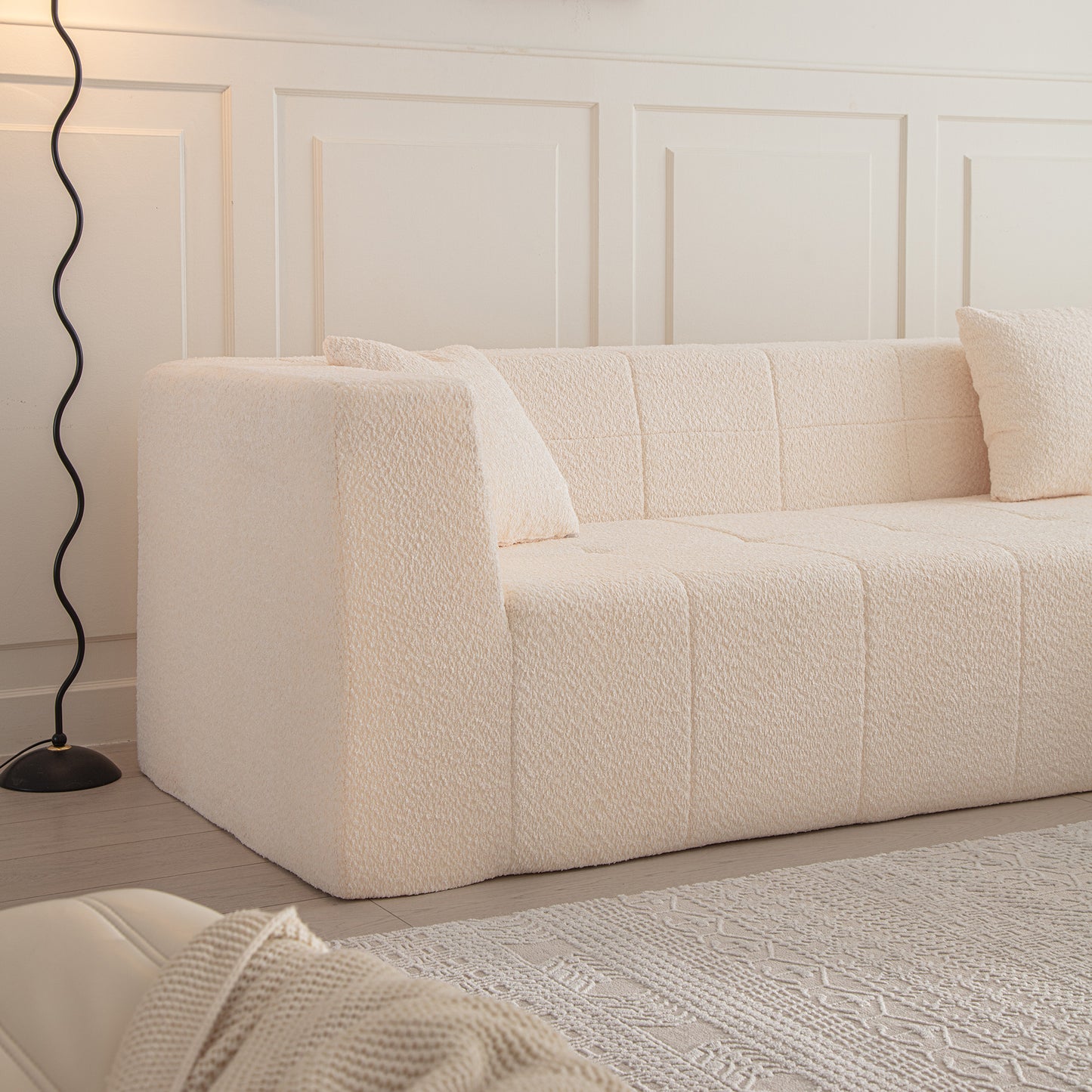 105.5" Modular L-Shaped Sectional Floor Couch, Deep Seat Tufted Comfy Sofa set with Chaise for Living Room