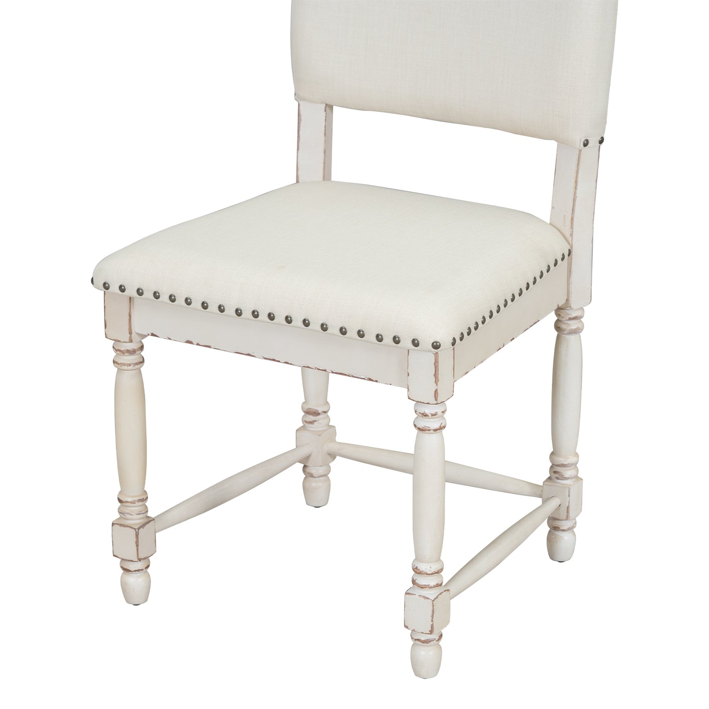 Vintage Traditional 2-Piece Upholstered Dining Chairs with Padded Backs, Cream