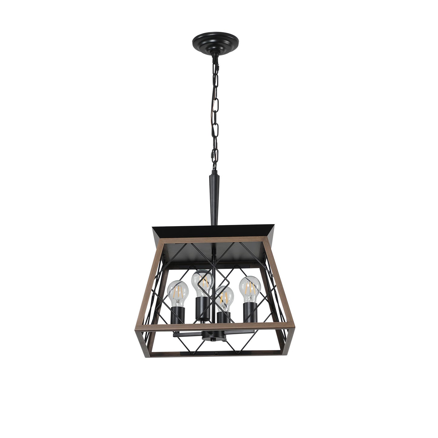 Farmhouse Chandelier 4-Light Vintage Antique Chandeliers Light Fixture For Kitchen Dining Room Living Room Walnut(No bulbs)