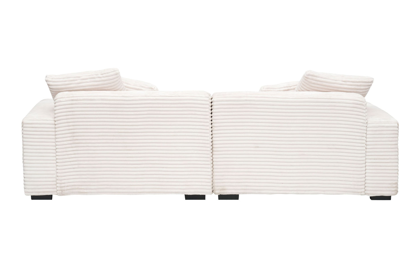 104.72-inch 4-seat large sofa with 4 throw pillows, living room sofa beige corduroy fabric