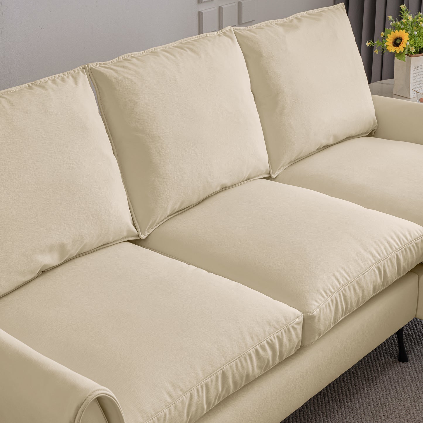 81"Modern Sectional Technical leather L-Shaped Sofa Couch with Reversible Chaise Lounge