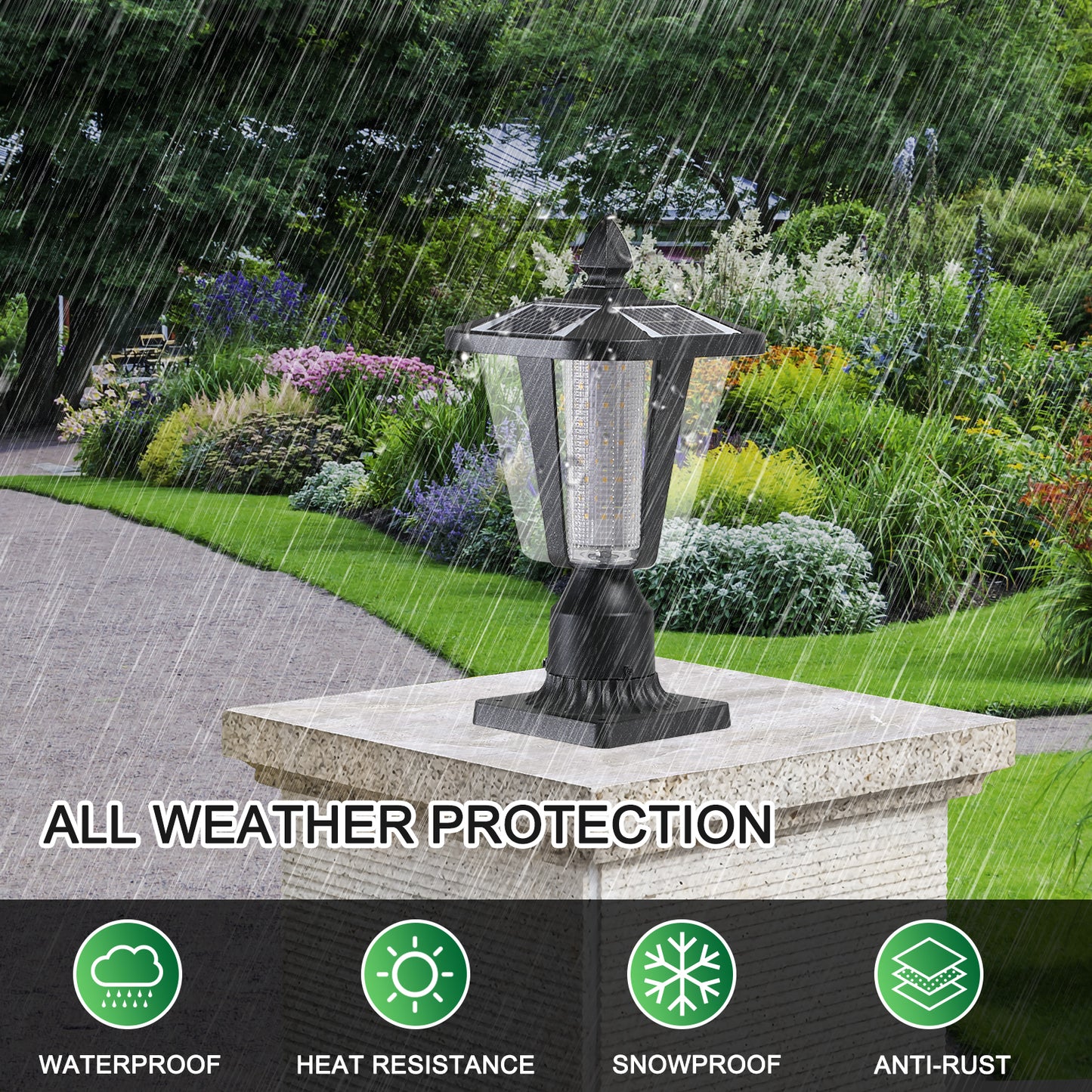 Solar Column Headlights With Dimmable LED1pack
