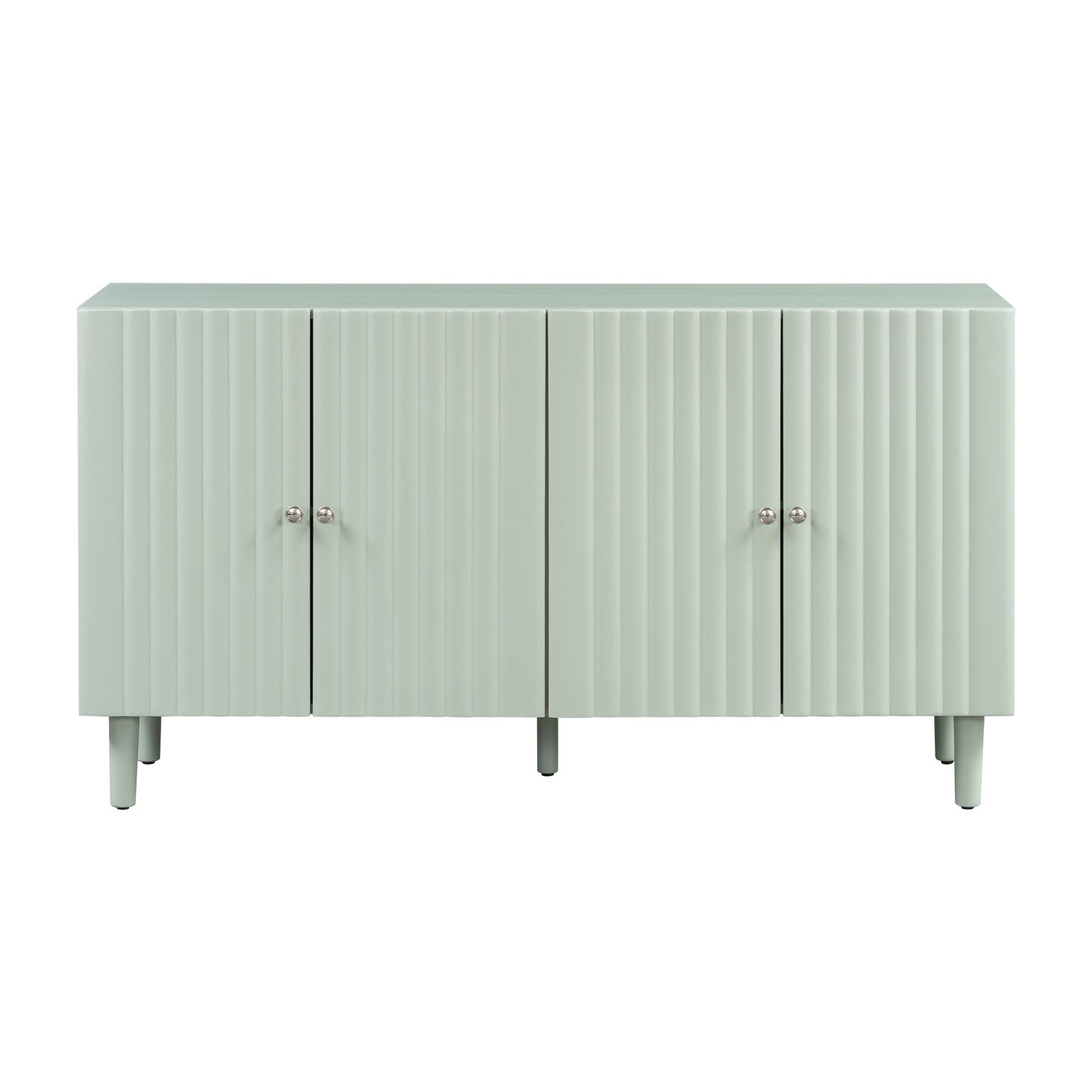 Elegant Four-Door Sideboard with Wavy Pattern Doors, Cylindrical Legs, and Sleek Metal Handles, Adjustable, Suitable for Study, Entryway and Living Room