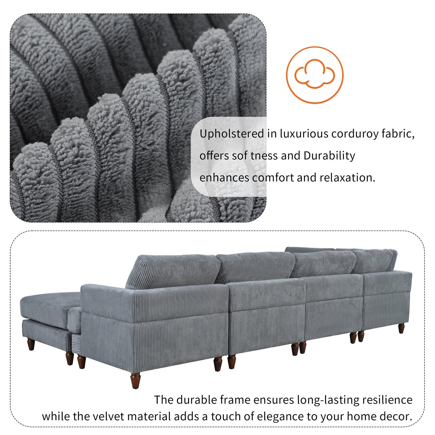 Modular Sectional Sofa with Ottoman L Shaped Corner Sectional for Living Room, Office, Spacious Space(old sku: WY000373AAE)