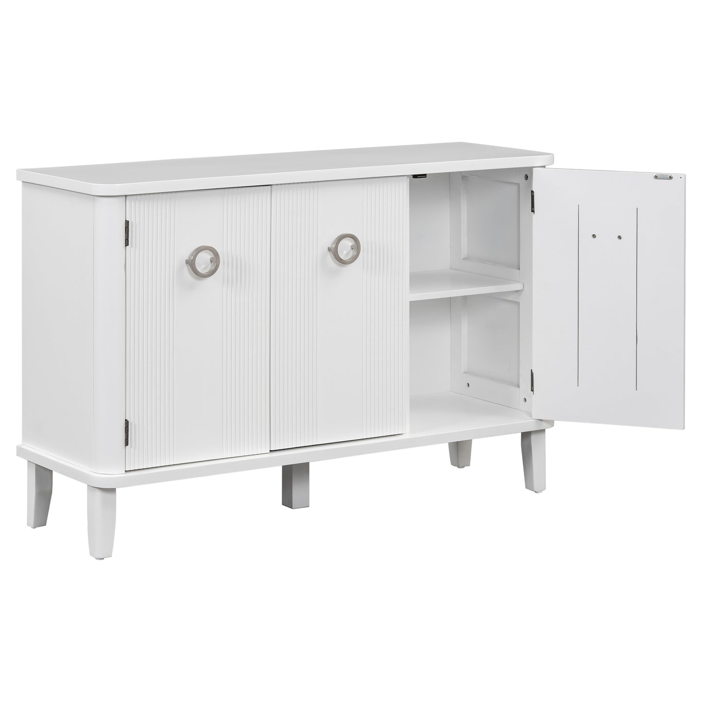 Simple and Atmospheric Solid Wood Veneer Fraxinus Mandschuric Cabinet with Three Acacia Solid Doors,Adjustable, Suitable for Study, Corridors,and Entrances.