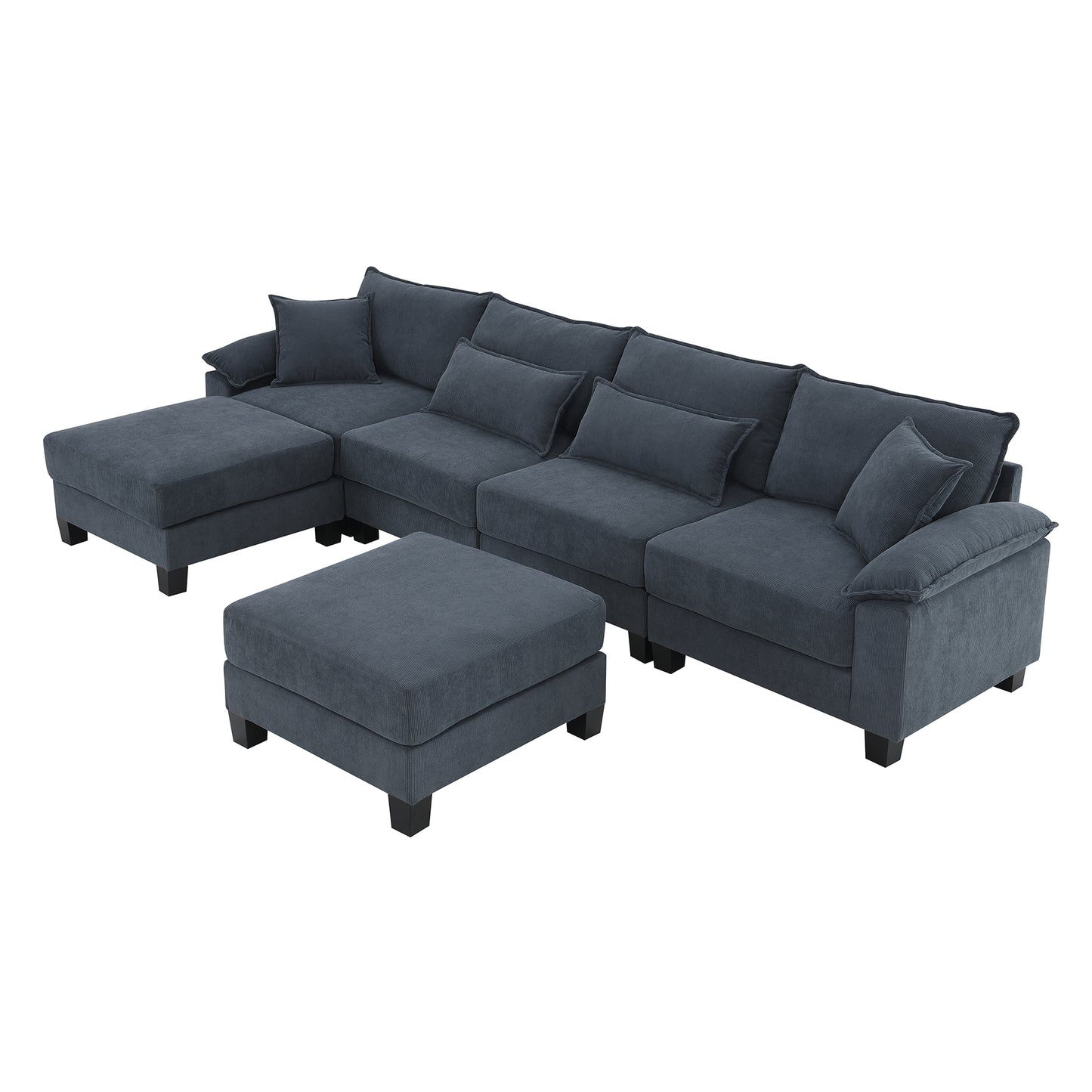 133*65" Corduroy Modular Sectional Sofa,U Shaped Couch with Armrest Bags,6 Seat Freely Combinable Sofa Bed,Comfortable and Spacious Indoor Furniture for Living Room, 2 Colors