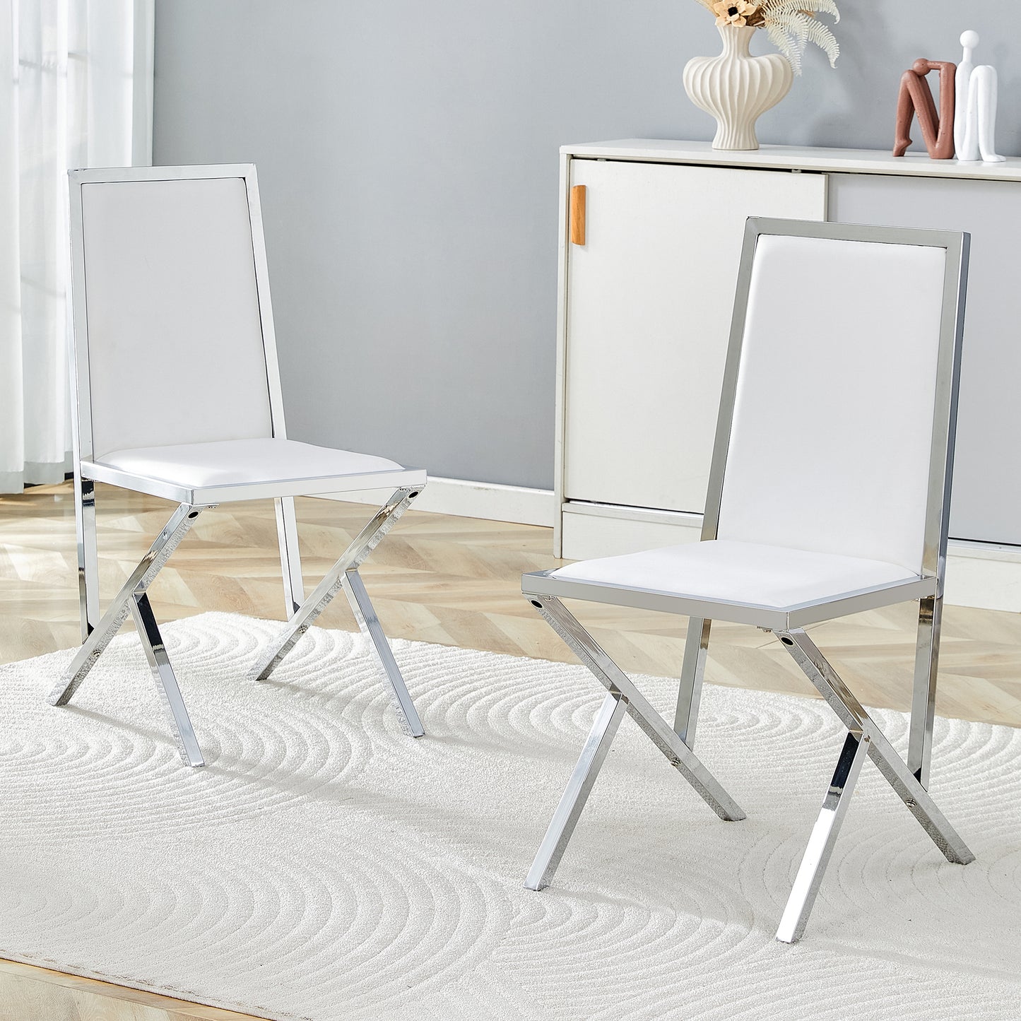 Modern PU Leather Dining Chair – Ergonomic Upholstered Chair with Metal Frame, Luxury Kitchen & Dining Seating
