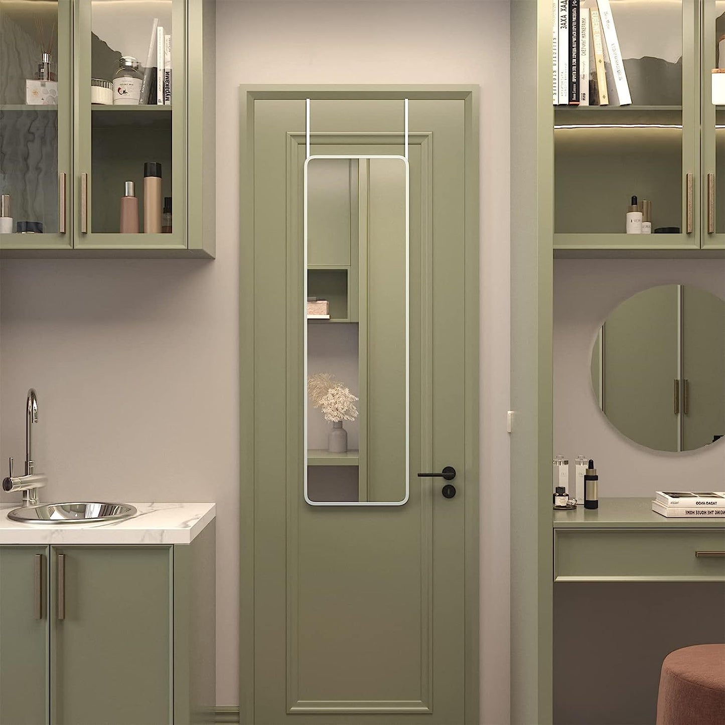 Over the Door Full Length Mirror – 47" x 14" Hanging Wall Mirror, Space-Saving Bedroom Door Mirror