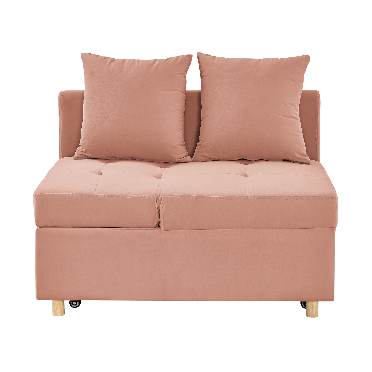 Convertible Sleeper Sofa Chair Adjustable Backrest Recliner with Pullout Sofa Bed with Wheels, Modern Linen Fabric for Living Room for Tight Spaces, Pink