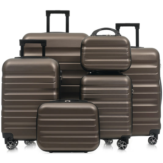 Luggage Set Brown ABS for travel organization