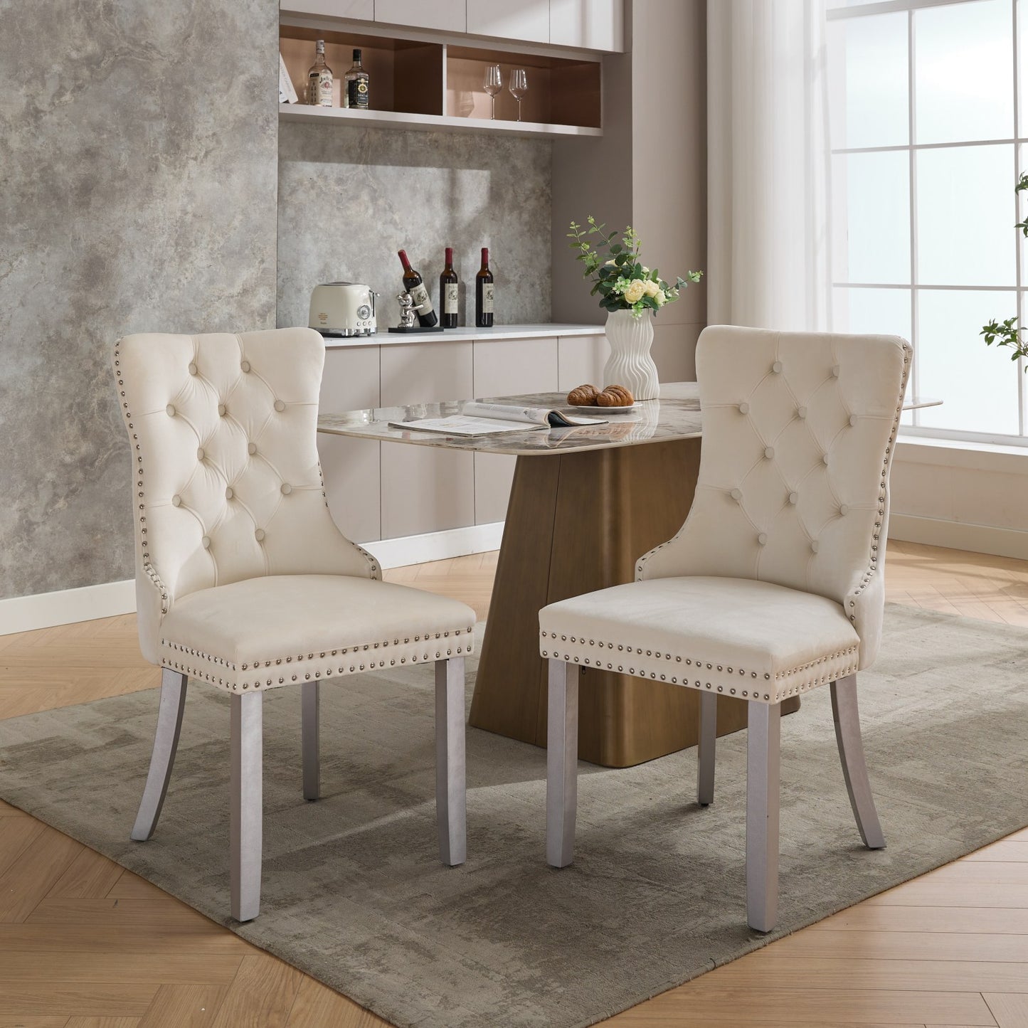Nikki Collection Modern, High-end Tufted Solid Wood Contemporary Velvet Upholstered Dining Chair with