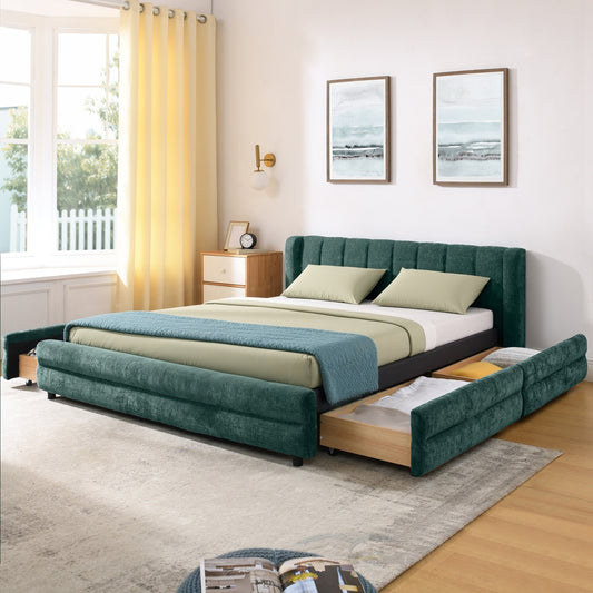 Platform Bed Queen Multiple Color Options Foam Modern with Drawer Storage and Headboard for Bedroom or Guest Room