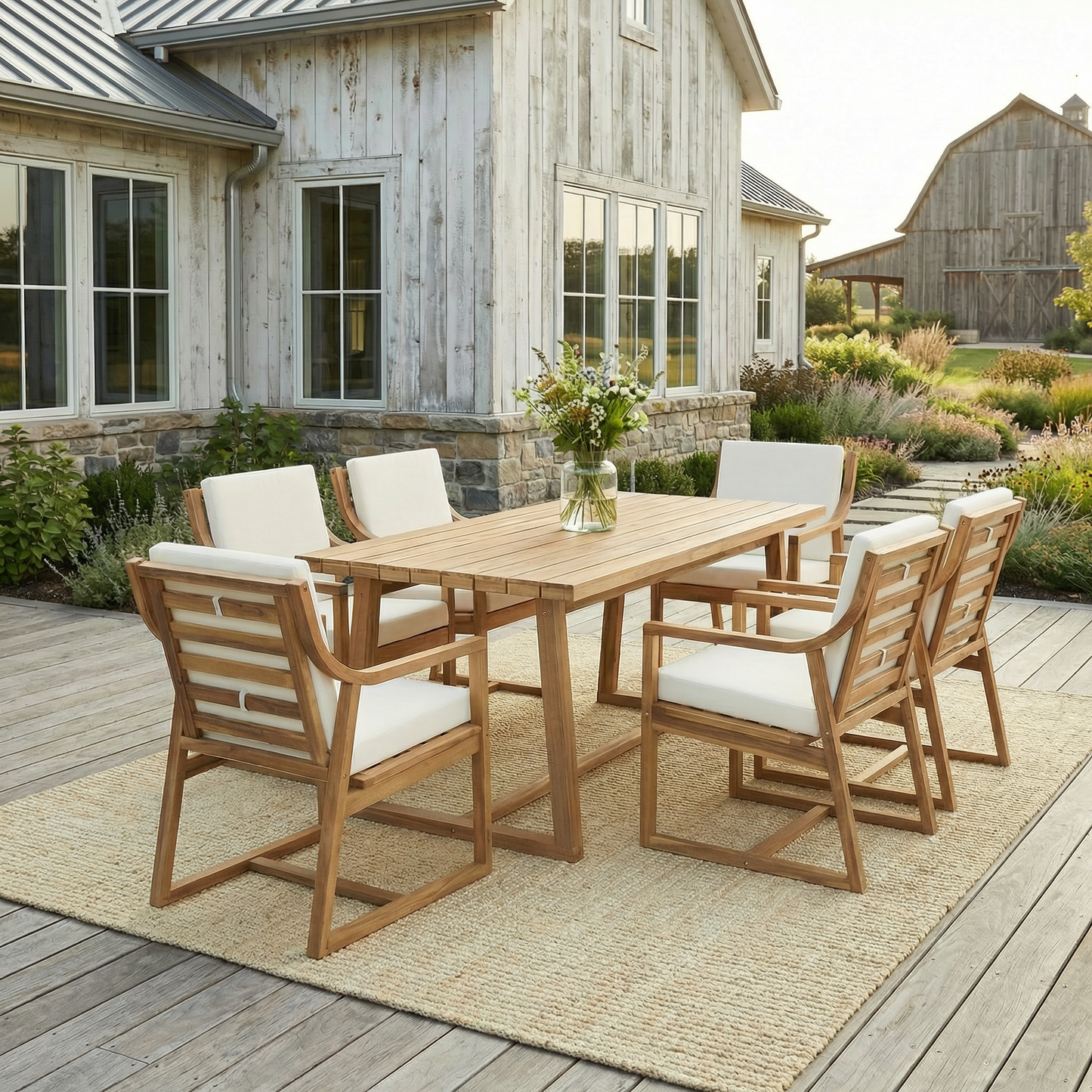 7-Piece Outdoor Dining Set Patio Table and Chairs Modern Furniture Set