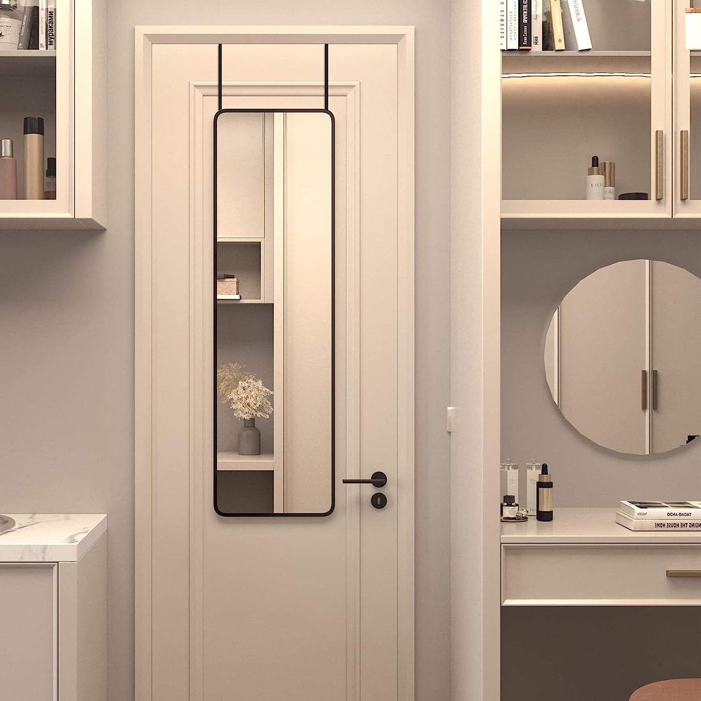 Over the Door Full Length Mirror – 47" x 14" Hanging Wall Mirror, Space-Saving Bedroom Door Mirror