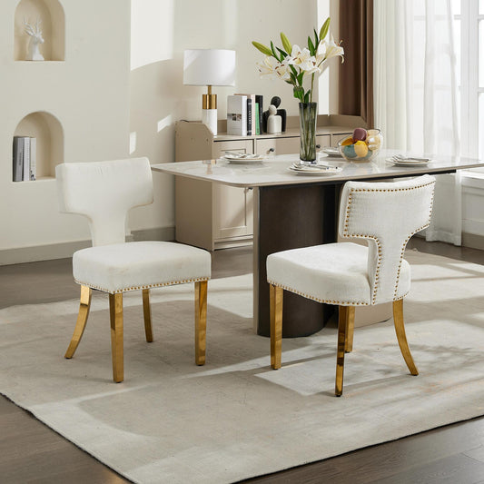 Dining Chairs Set of 2 Multiple Color Options Chenille Mid-Century Modern with Backrest for Dining Room or Kitchen Seating