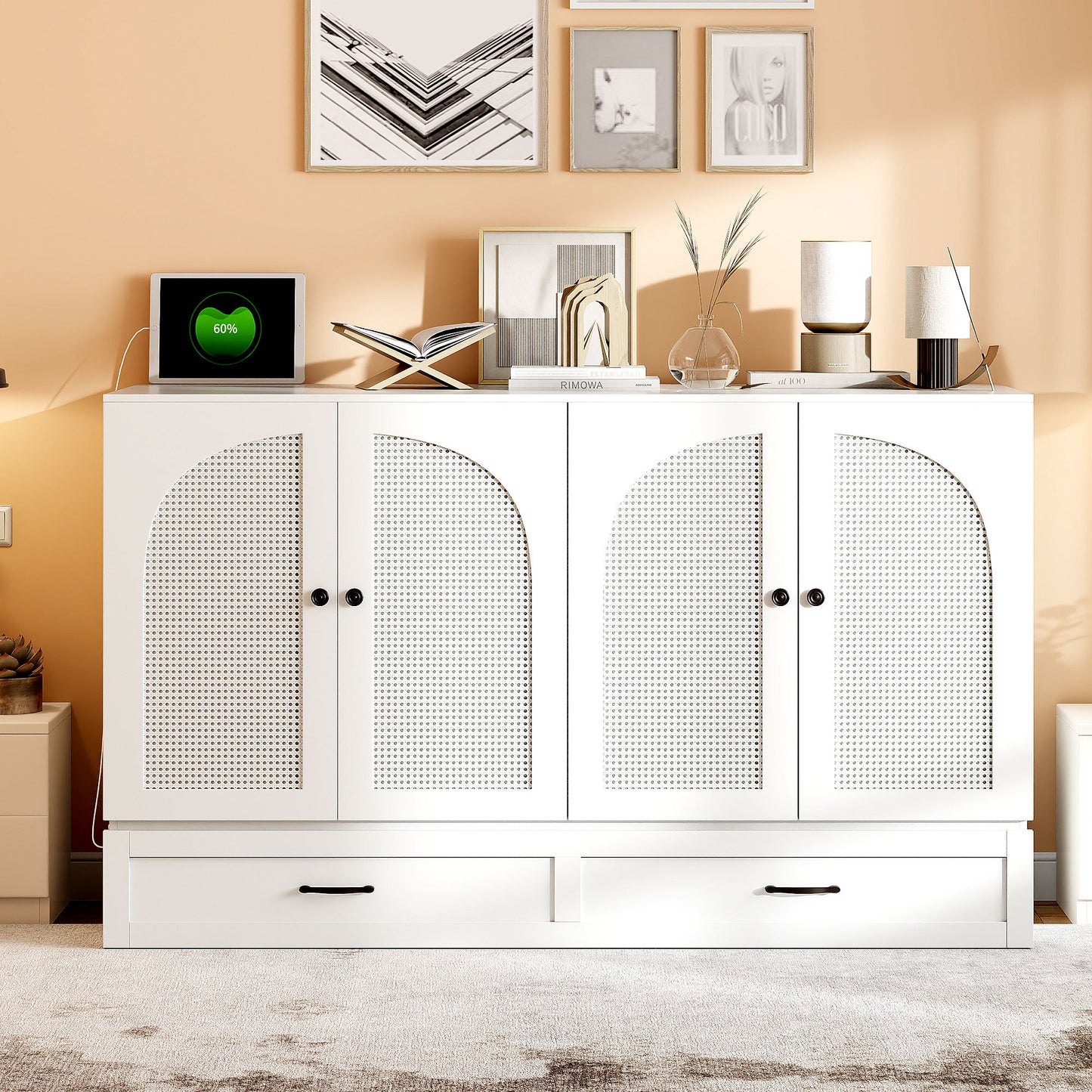 Queen Size Murphy Bed with Large Drawers