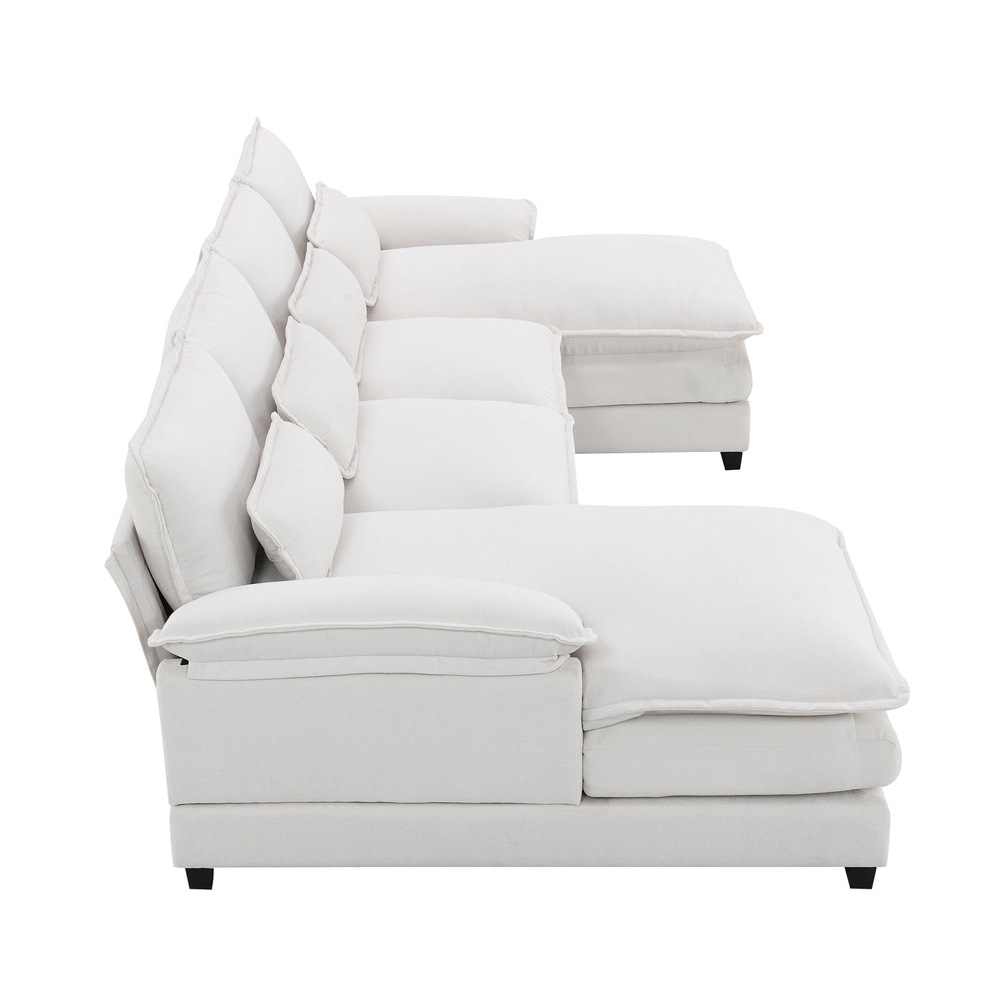 109.8*55.9" Modern U-shaped Sectional Sofa with Waist Pillows,6-seat Upholstered Symmetrical Sofa Furniture,Sleeper Sofa Couch with Chaise Lounge for Living Room,Apartment,2 Color