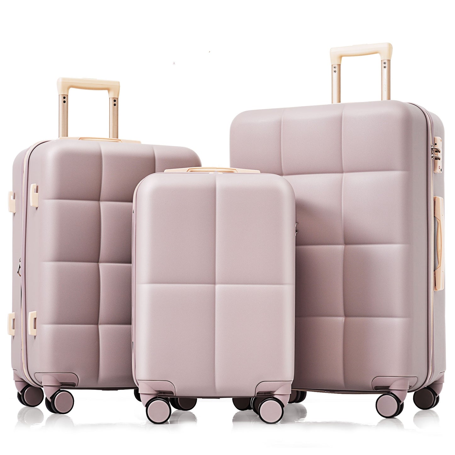 Luggage Set of 3, Airline Certified Carry-on Luggage with Cup Holder, ABS Hard