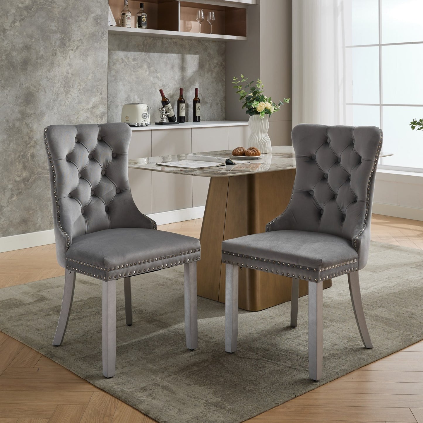Nikki Collection Modern, High-end Tufted Solid Wood Contemporary Velvet Upholstered Dining Chair with