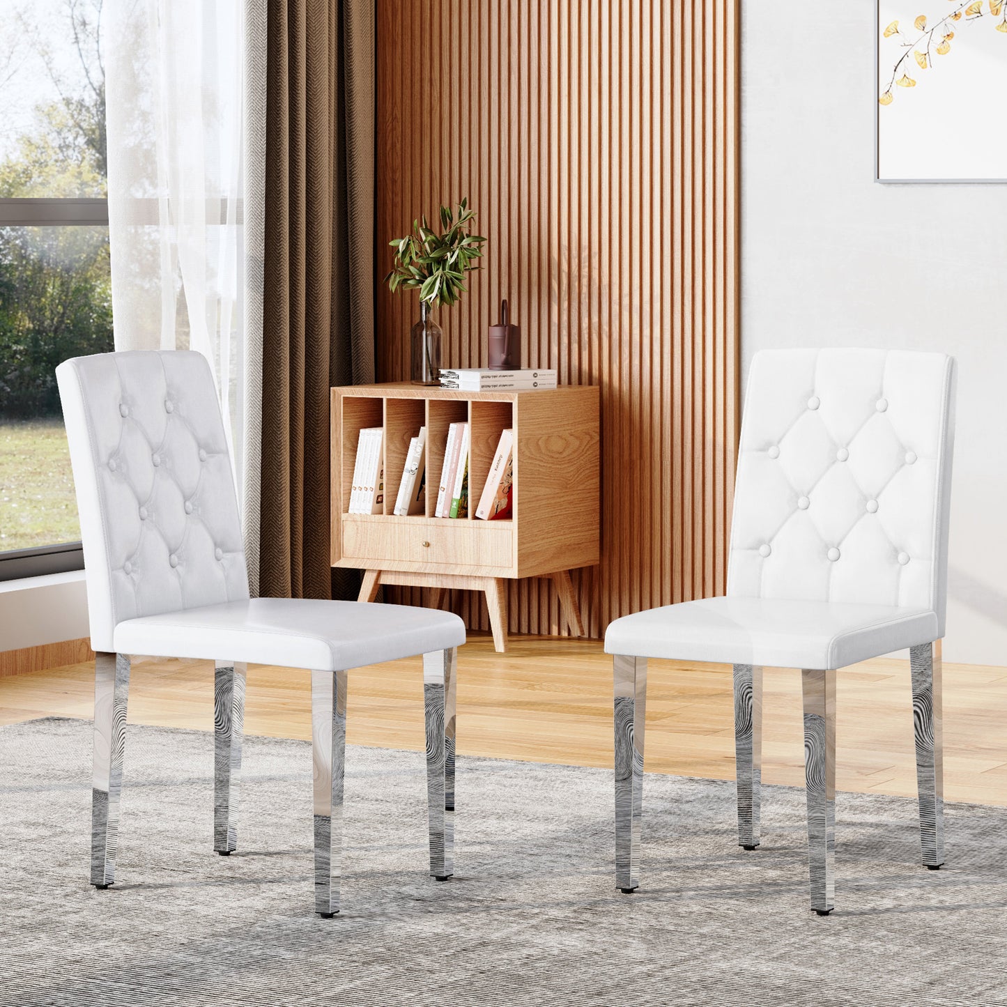 Modern Dining Chair – Upholstered High Back Chair with Metal Legs, 35” Height Kitchen & Dining Seating