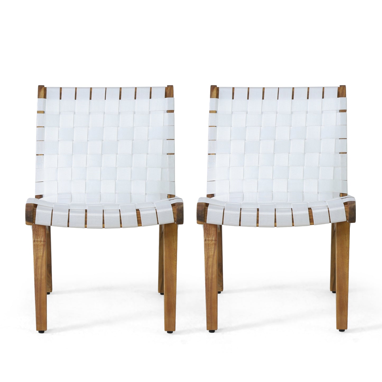 Charlotte Outdoor Lounge Chair Set of 2 – Acacia Wood and Rope Weave Patio Accent Chairs