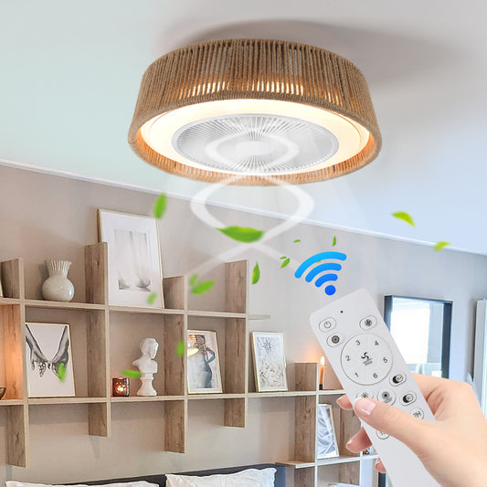 Ceiling Fan Light 21.3-Inch Iron White with Remote Control for Living Room, Bedroom and Dining Room