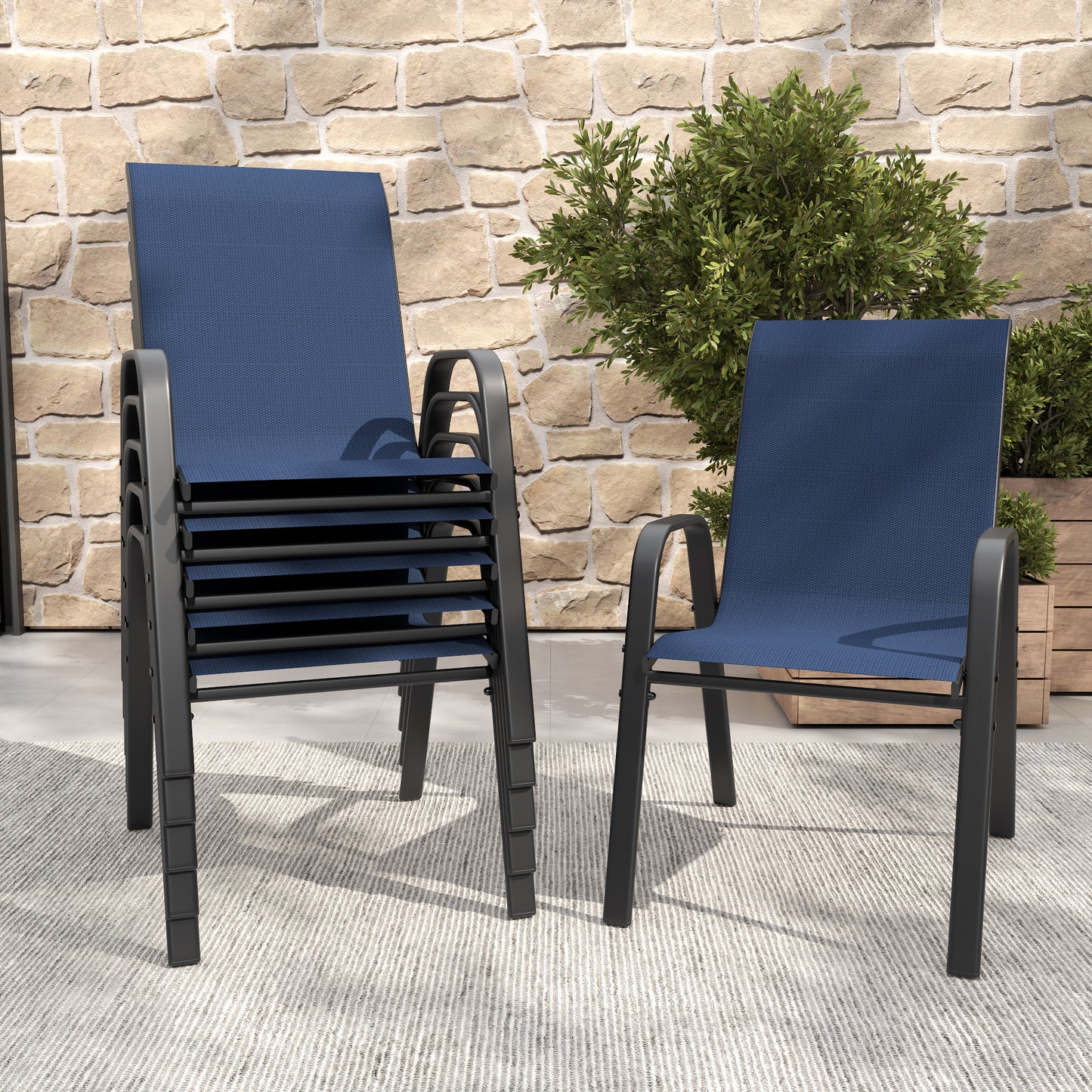 Outdoor Dining Chairs, Wide Ergonomic Seat, 350 lbs Capacity, Waterproof & Rust-Resistant