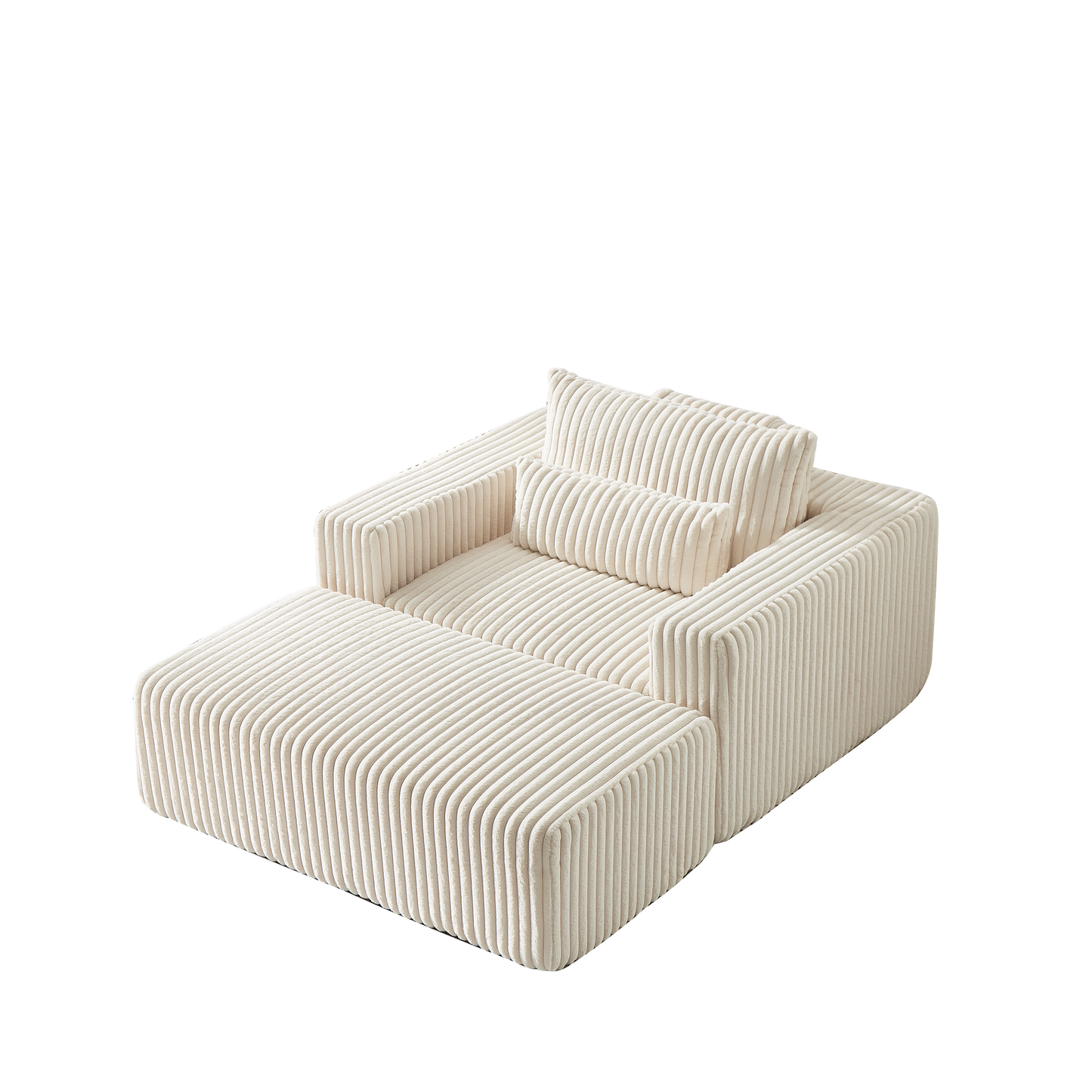 75-Inch Corduroy Sponge Sofa Lounge Chair with Removable footrest,No Assembly Required,Fluffy Modern Sleeper Chair for Indoor Living Room Bedroom