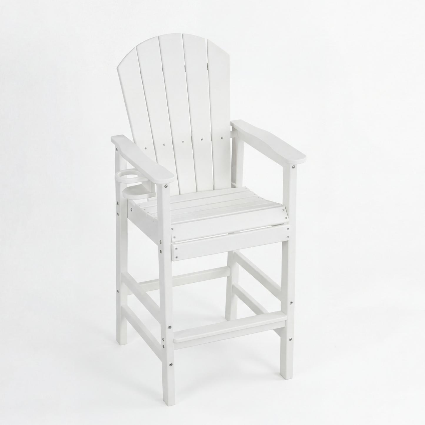 HDPE Bar Height Adirondack Chair with Cup Holder, All-Weather UV Resistant Outdoor Patio Bar Chair