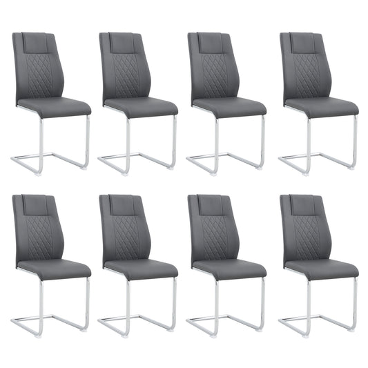 Dining Chair Metal Grey 8-piece set Upholstered Seating for Dining Room, Kitchen or Lounge Use