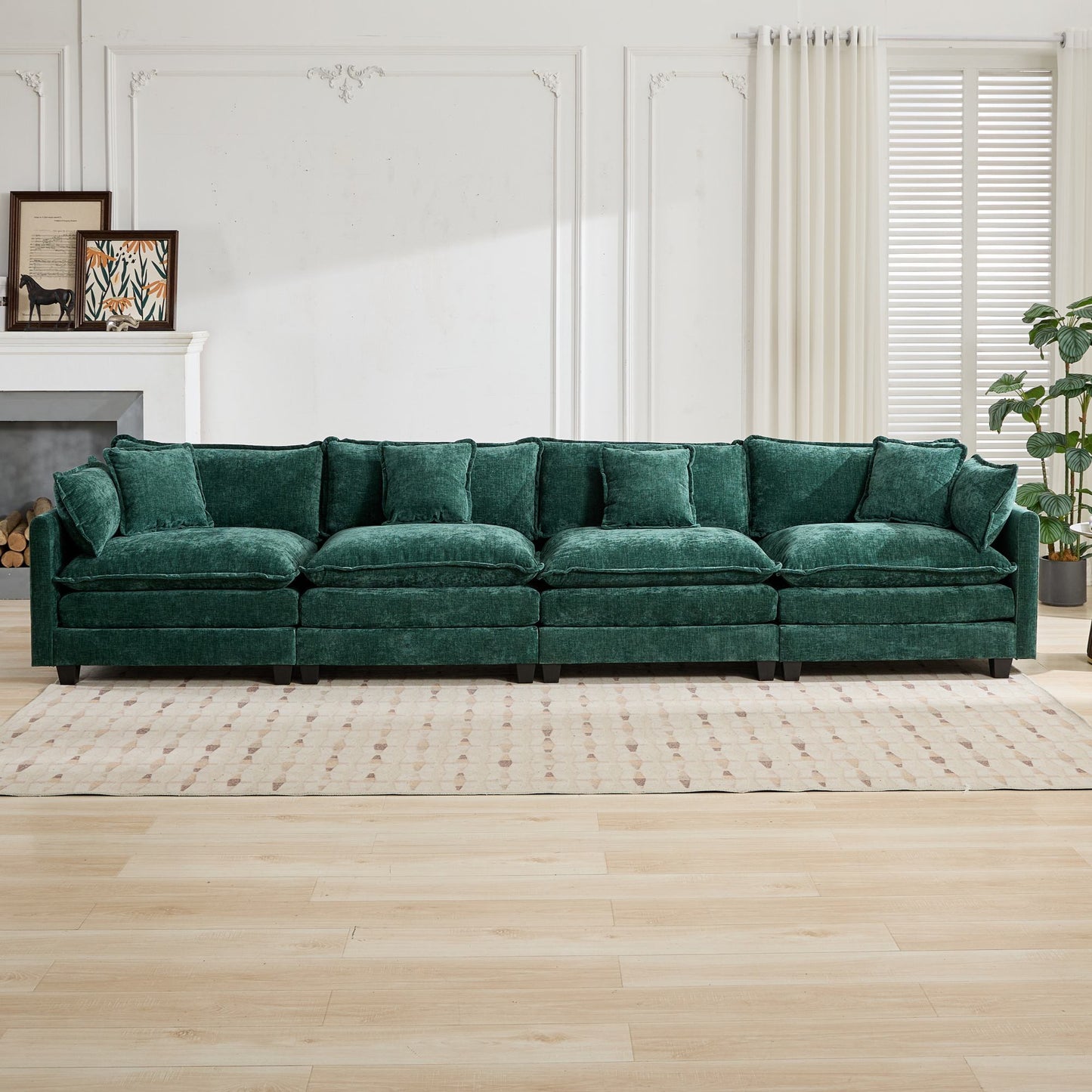 Cloud Sofa Modern Sectional Couch, Comfy Double Layer Upholstered Seat Cushion,Breathable Chenille Fabric