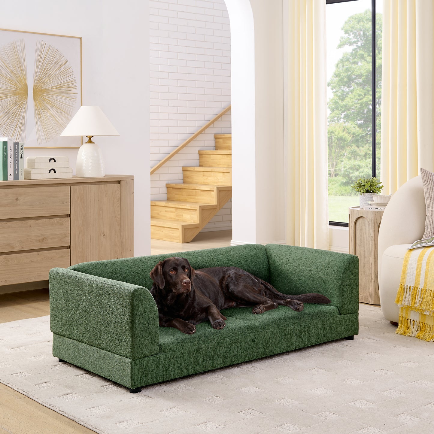 Comfortable Oversized Pet Sofa for Medium/Large Dogs - Modern Rectangular Design with Back