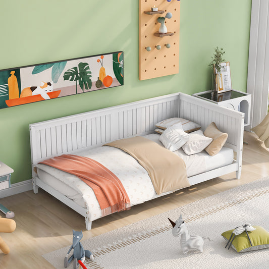 Daybed Sofa Bed, Twin Size, Solid Wood and MDF with Sofa Seating, Wood Slat Support, and Backrest for Bedroom or Living Room