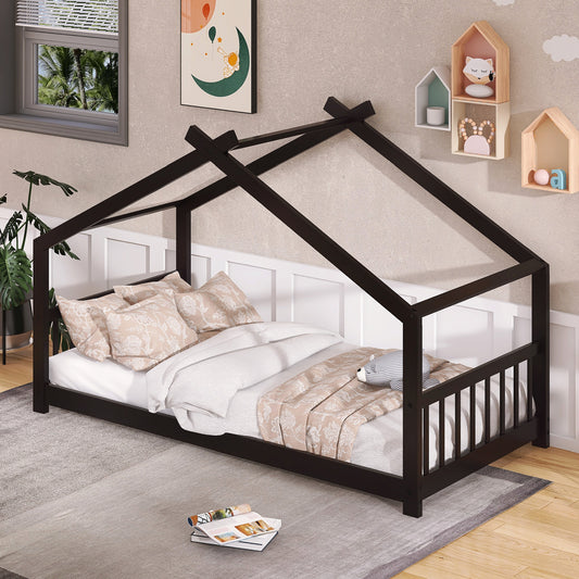 Bed Frame Espresso Solid Wood for bedroom and guest room furnishing