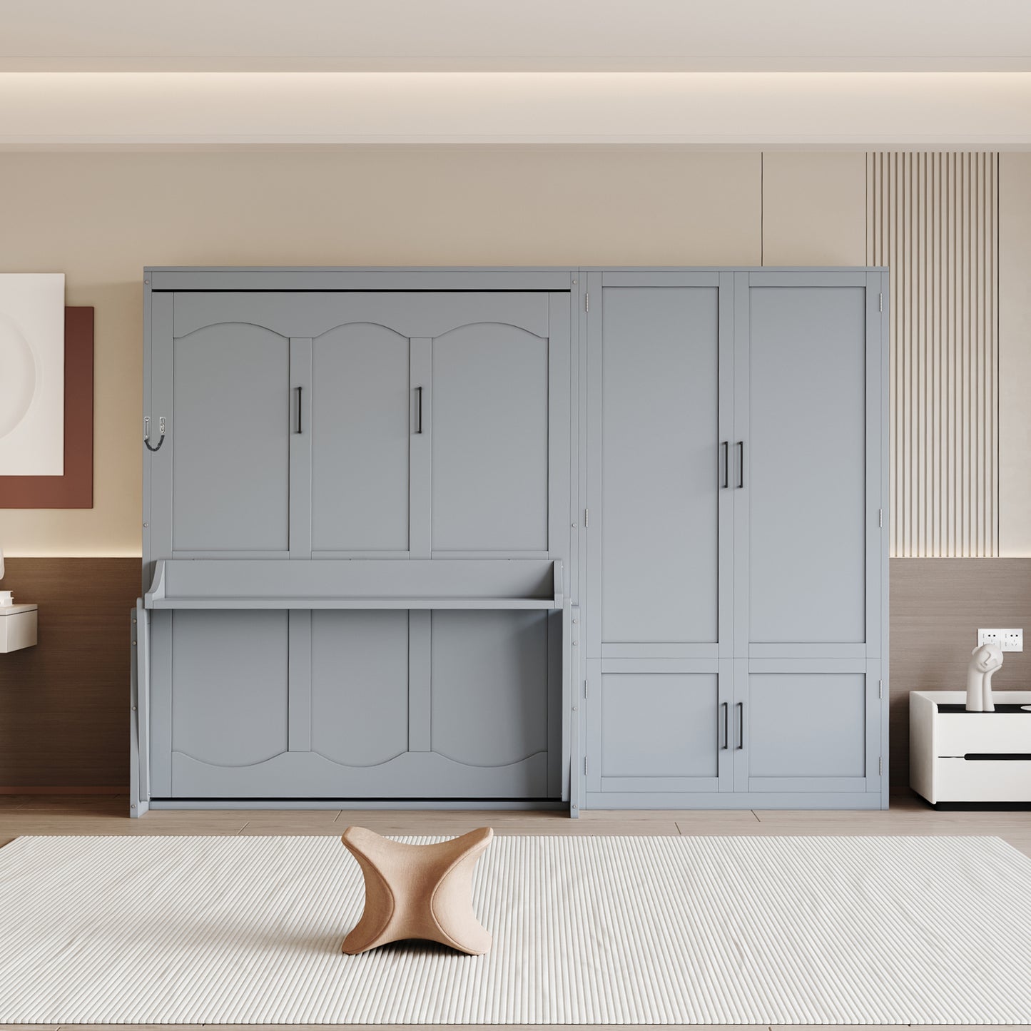 Queen Size Murphy Bed Wall Bed with Closet