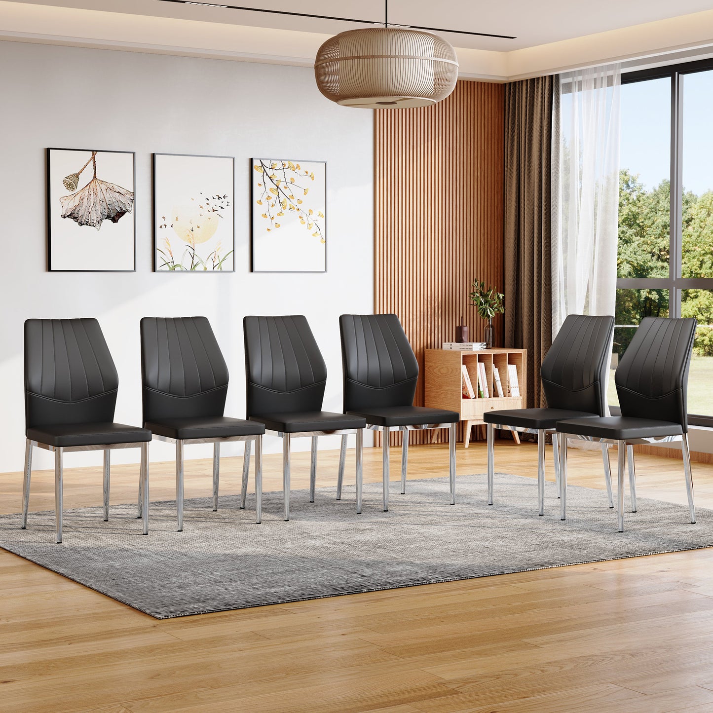 Modern Dining Chair – 37" High Back Upholstered Chair with Ergonomic Design & Metal Legs
